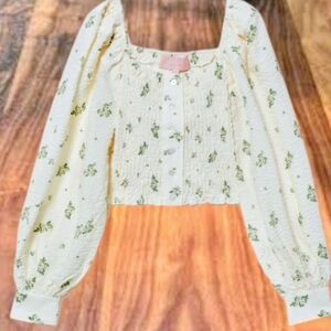BAPY Floral Puff Cropped Blouse